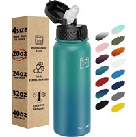 Fanhaw Insulated Water Bottle with Straw, 20 Oz Di