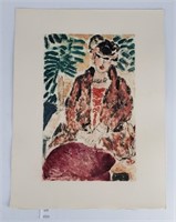 Monoprint After Renoir - Woman Seated w Palms