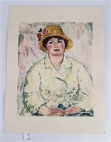 Monoprint After Renoir - Portrait of Woman w Yello