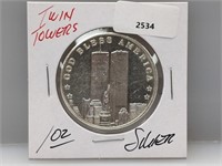 1oz .999 Silver Twin Towers Round