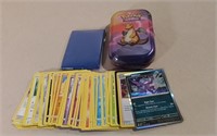 50 Pokémon Cards W/ 20 Sleeves & Tin No Doubles