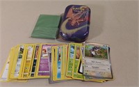 50+ Pokémon Cards W/ 20 Sleeves & Tin No Doubles