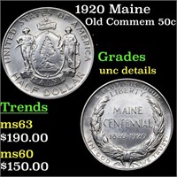 1920 Maine Old Commem 50c Grades Unc Details