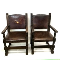 Pair of Matched Antique Gothic Chairs