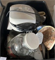 Tote of housewares and small appliances