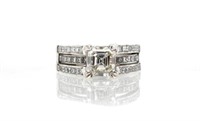 1.40ct Asscher cut diamond & white gold ring