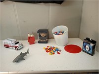 BUILDING BLOCKS, SNOOPY PIGGYBANK,HESS TRUCK +