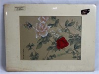 Watercolor Oriental Floral Painted on Silk