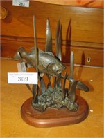 Vintage 9" Tall Fish Bronze