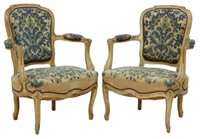 (2) FRENCH LOUIS XV STYLE PAINTED FAUTEUILS