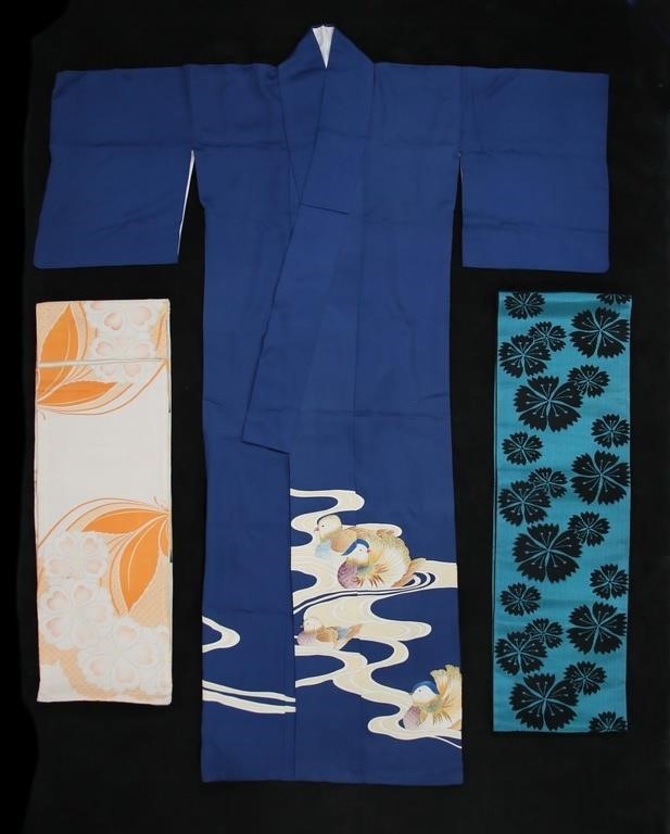 Silk Kimono With 2 Obi