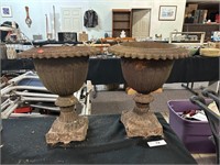 Pair Antique Cast Iron Planters