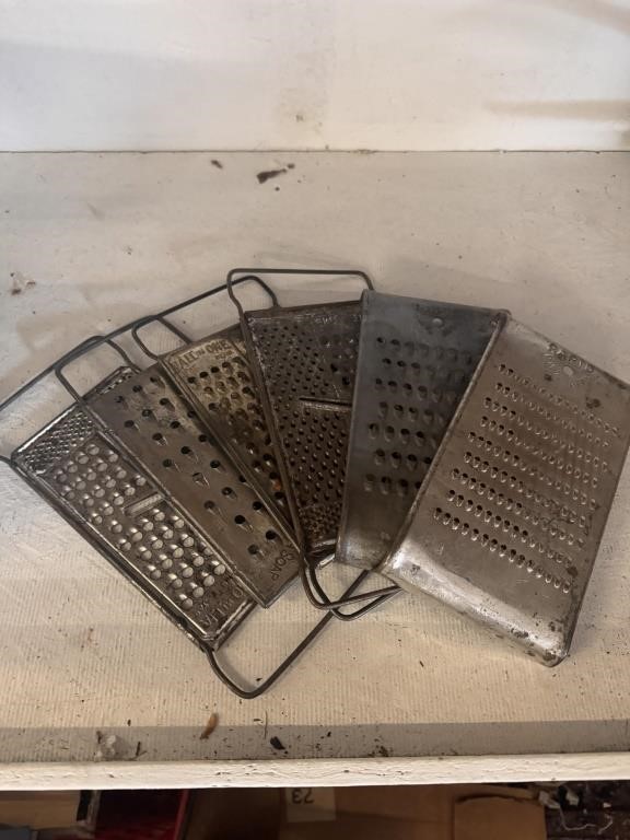 Lot of 6 Vintage Metal Graters