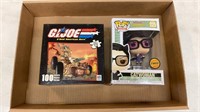 Catwoman Funko Pop, and GI Joe Puzzle