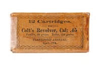 1874 SEALED .45 COLT REVOLVER AMMUNITION FRANKFORD