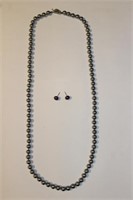 Vintage Silver Pearl Necklace/Earrings