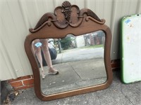 Antique Wooden Beveled Mirror