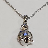 Sterling Silver Penguin Diamond Necklace Pendant