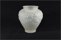 Tiffin Satin Frosted Glass Poppy Vase, 1920's