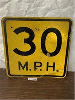 Retired Street Sign 30 MPH Yellow