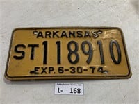 1974 Arkansas License Plate