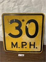 Retired Street Sign 30 MPH Yellow