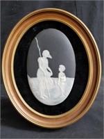 Framed Limoges cameo plaque