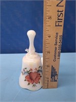 Fenton Floral Iridescent Bell W/ Heart And Roses