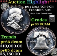Proof ***Auction Highlight*** 1952 Franklin Half D