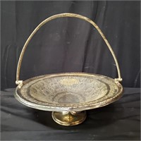 Vintage silver plate swing handled fruit basket