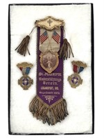 1872 St. Joseph Benefit Society Ribbon Badge + MP