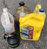 Assorted Automotive Fluids With 2 Oilers