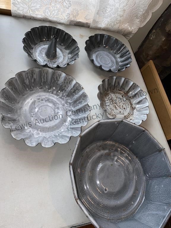 Crimped pans and more Grey Granite Ware Enamel