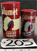 2 Vintage Metal Calumet Baking Powder Cans