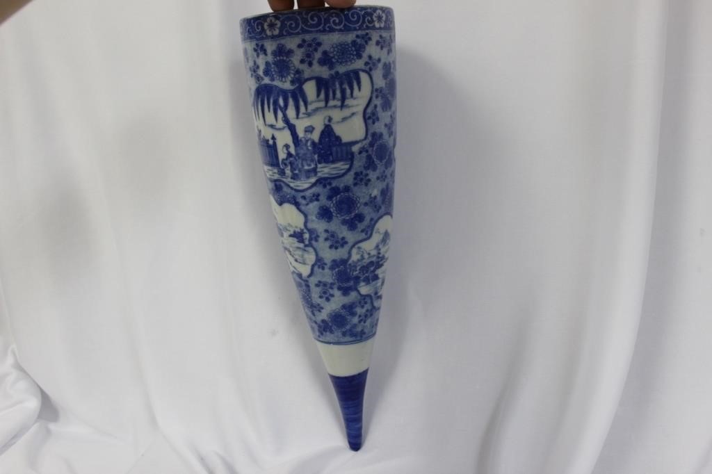 A Ceramic Blue and White Cone