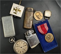 Vintage Zippo,paminaire crillon,medals, watches