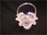 8" Fenton art glass handpainted white opalescent