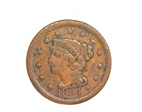 1854 Cent VF-XF