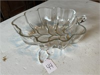 Vintage Glass Leaf Shaped Bowl