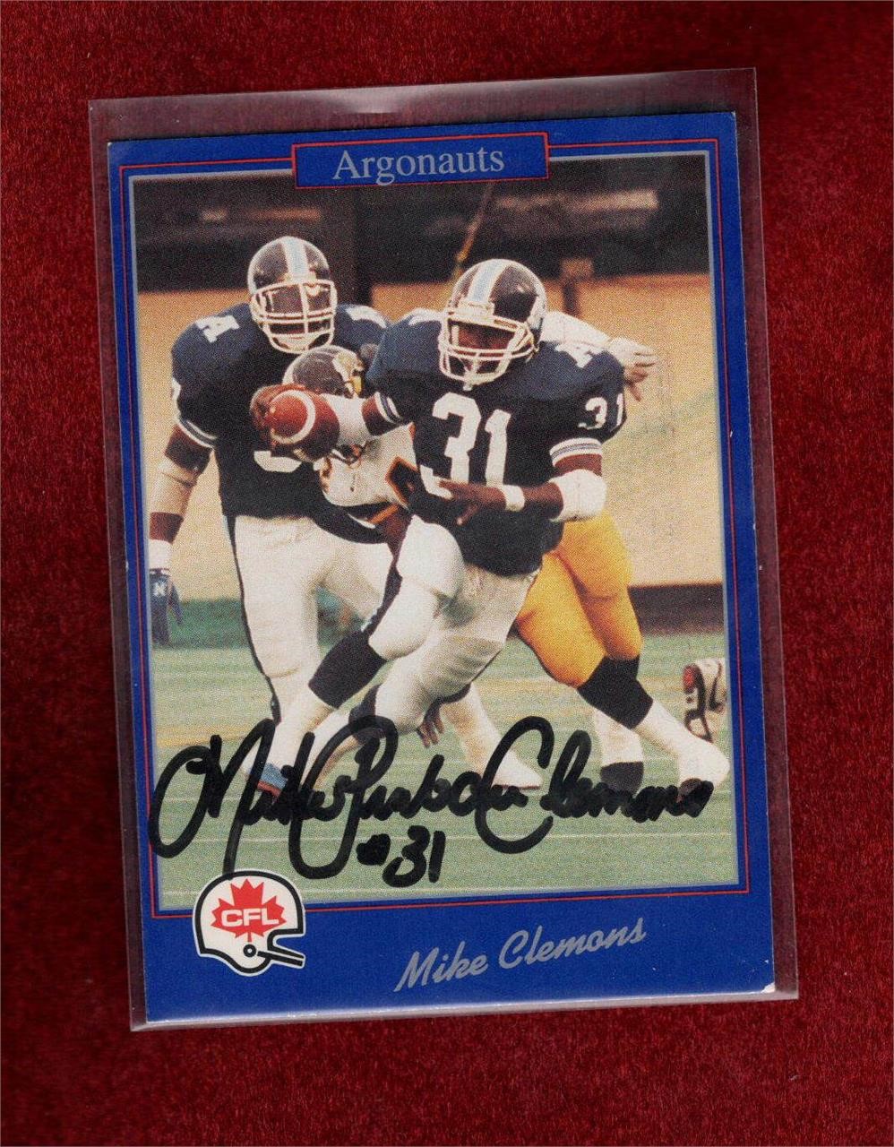 MIKE PINBALL CLEMONS AUTOGRAPHED FOOTBALL CARD