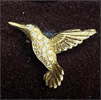14KT Y/GOLD DIAMOND HUMMINGBIRD BROOCH