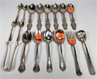 Sterling: 6 Spoons/ Sugar Tongs/ 10 Odd Pieces