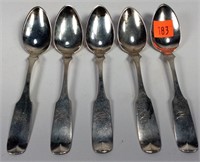 5 Coin Silver Teaspoons, J.G. Gehring, 66.92g