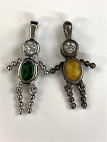 (2) 925 Sterling Silver Boy Birthstone Pendants,