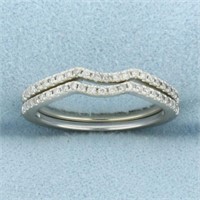 Curved Diamond Wedding Band Rings Set of 2 in 14k