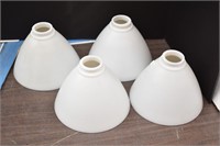 (4) Milk Glass Cone Ribbed Globes/Shades