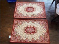 Pair Washable Roses Floor Rug Mats