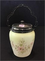 Floral Paint Biscuit Jar w/ Lid & Handle