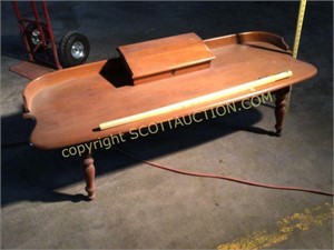 Lg unique all wood coffee table with writing
