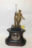Antique Clock w/ lady figure on heavy slate 21.5"
